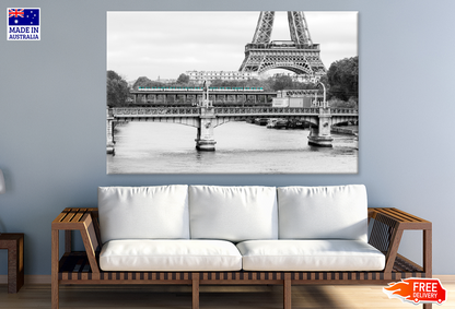 Eiffel Tower & Bridge B&W Photograph Print 100% Australian Made