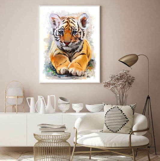 Lion Cub Portrait Watercolor Art Home Decor Premium Quality Poster Print Choose Your Sizes