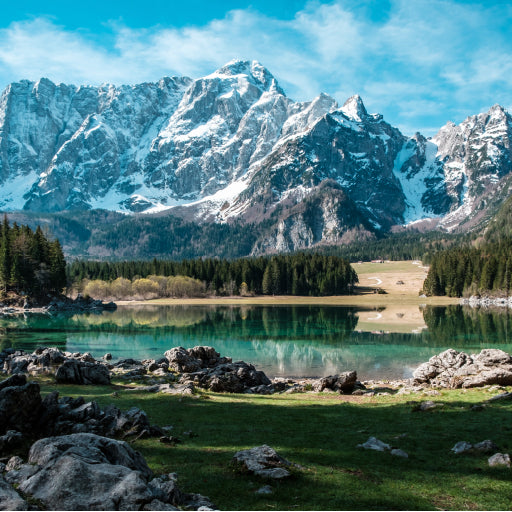 Square Canvas Morning at The Superior Lake With Mountains High Quality Print 100% Australian Made