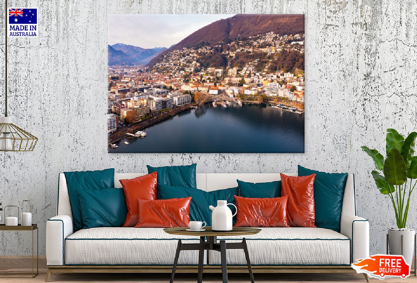 Lake Maggiore & City View Photograph Switzerland Print 100% Australian Made