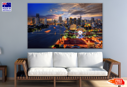 Bangkok Cityscape Night View Print 100% Australian Made