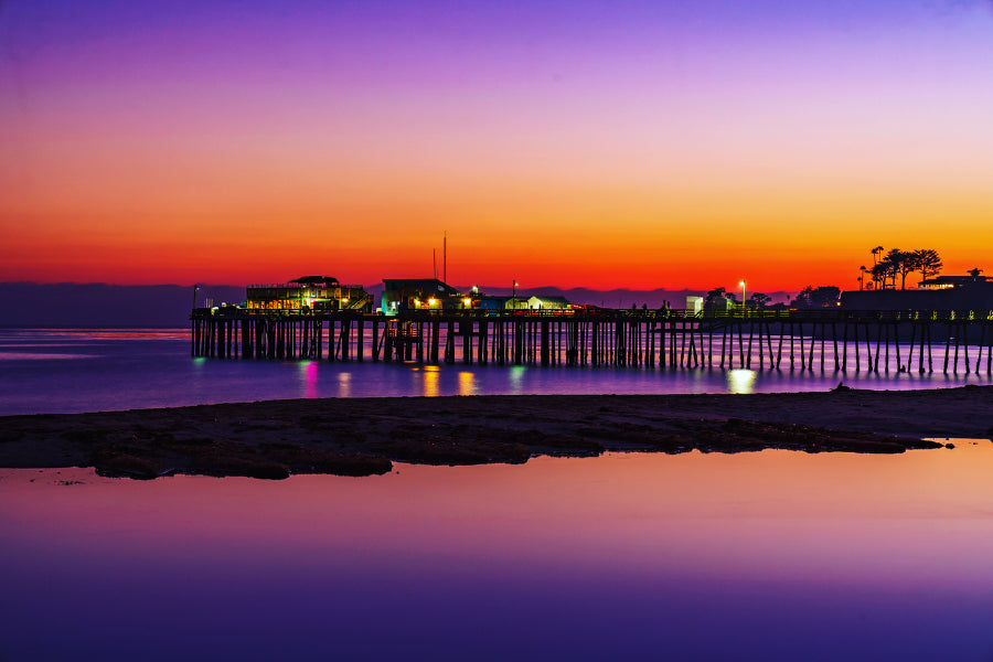 Wooden Pier on Sea Sunset View Photograph Print 100% Australian Made