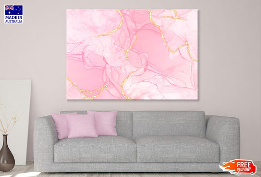 White Pink Liquid & Gold Abstract Design Print 100% Australian Made