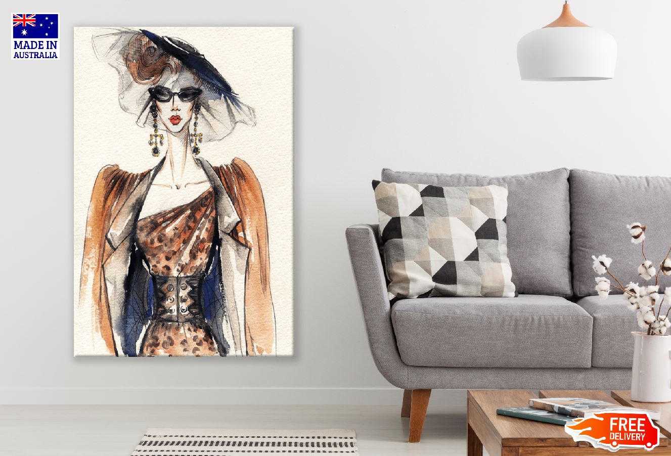 Fashion Woman Painted Illustration Print 100% Australian Made