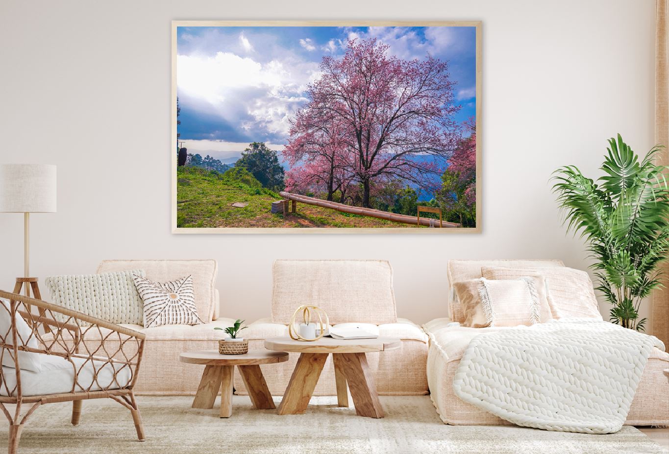 Cherry Blossom Tree on Hill View Photograph Home Decor Premium Quality Poster Print Choose Your Sizes