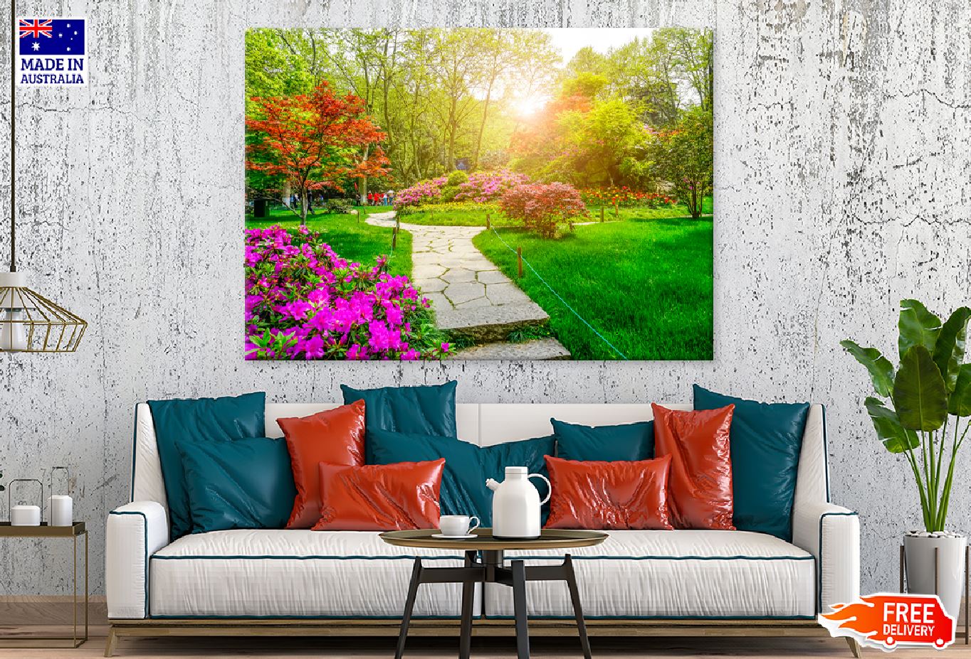 Autumn Garden with Pathway View Photograph Print 100% Australian Made