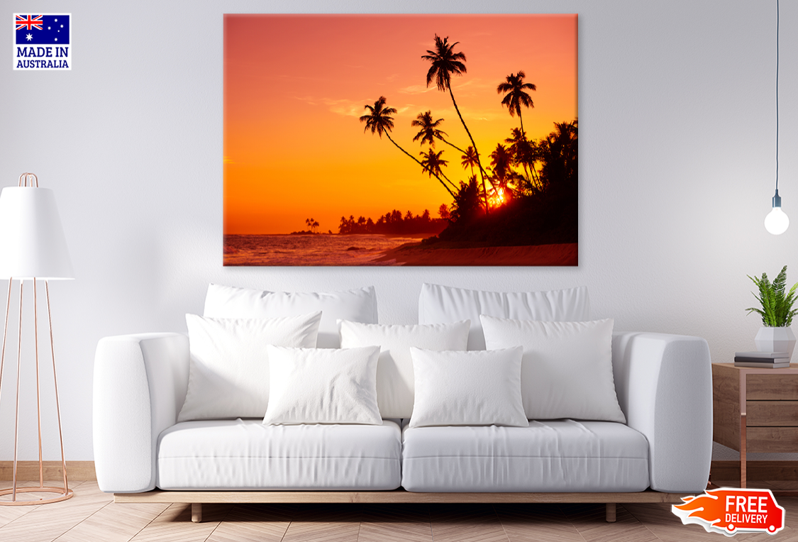 Plam Trees & Sea Sunset View Photograph Print 100% Australian Made