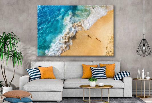 Bella Home Azure Sea View With Waves Print Canvas Ready to hang