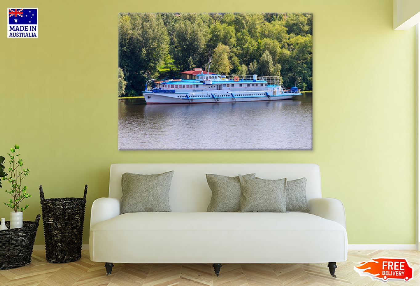 Industrial Ship on Dnieper River Photograph Print 100% Australian Made