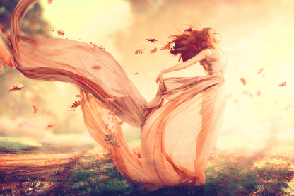 Fashion Model Lady in Windy Autumn Digital Art Print 100% Australian Made