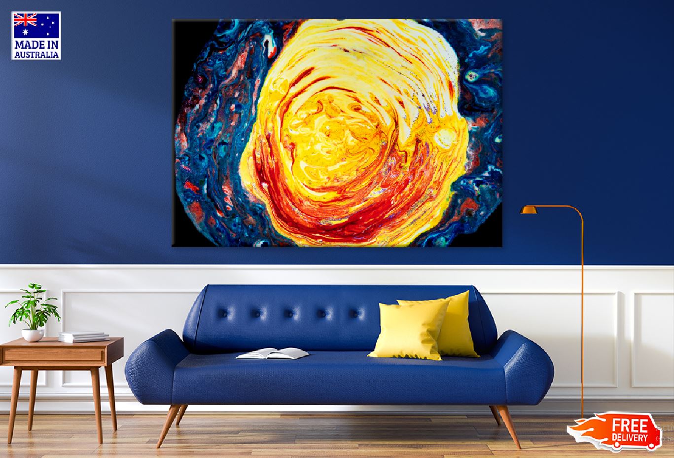 Red Yellow & Blue Acrylic Abstract Design Print 100% Australian Made