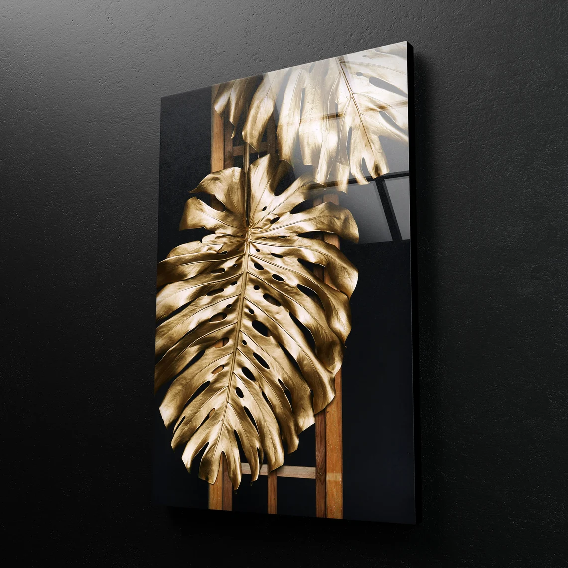 Golden Leaf Design Acrylic Glass Print Tempered Glass Wall Art 100% Made in Australia Ready to Hang