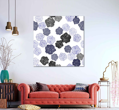 Square Canvas Blue Flowers Vector Design High Quality Print 100% Australian Made