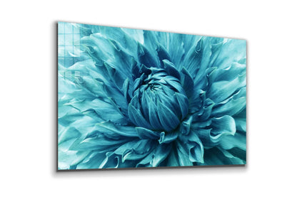 Blue Chrysanthemum Print Tempered Glass Wall Art 100% Made in Australia Ready to Hang