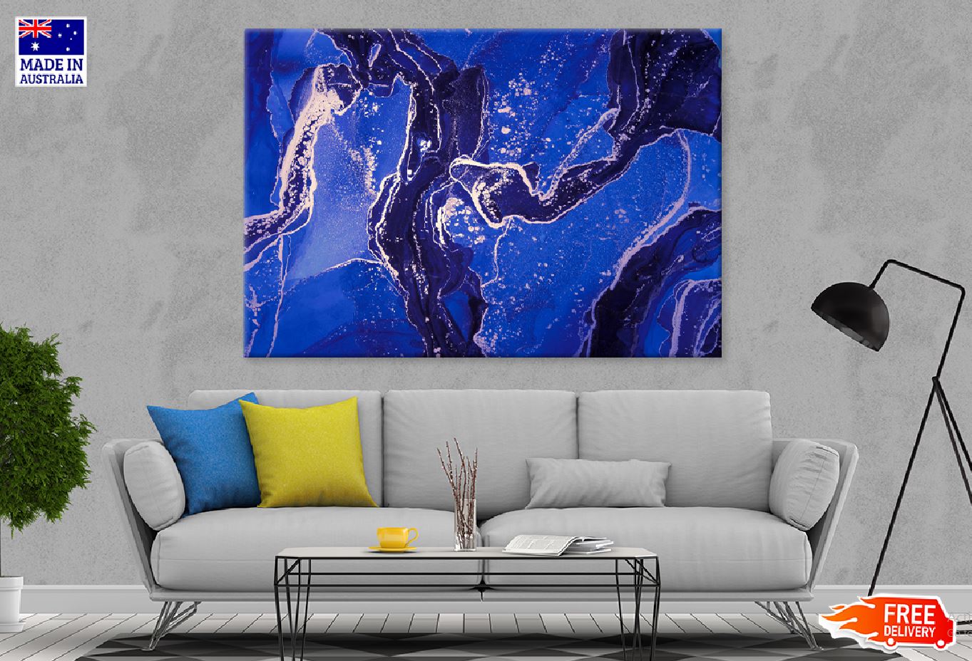 Black Purple Blue & Gold Abstract Design Print 100% Australian Made