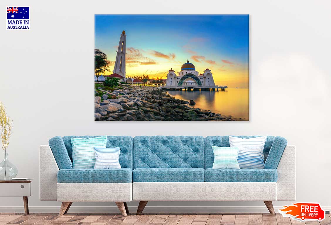 Mosque on Lake Sunset Photograph Malaysia Print 100% Australian Made