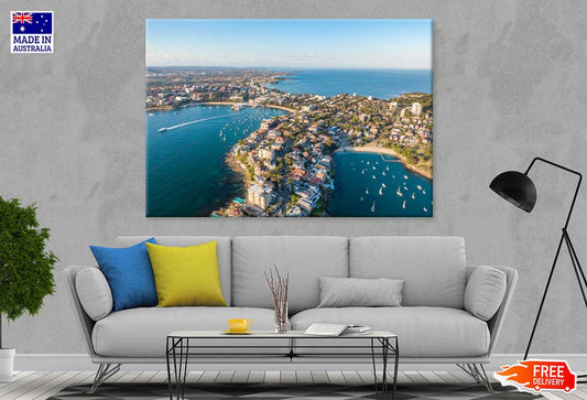 Aerial View of Manly Sea & City Print 100% Australian Made