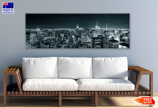 Panoramic Canvas New York City Skyline View Night High Quality 100% Australian made wall Canvas Print ready to hang