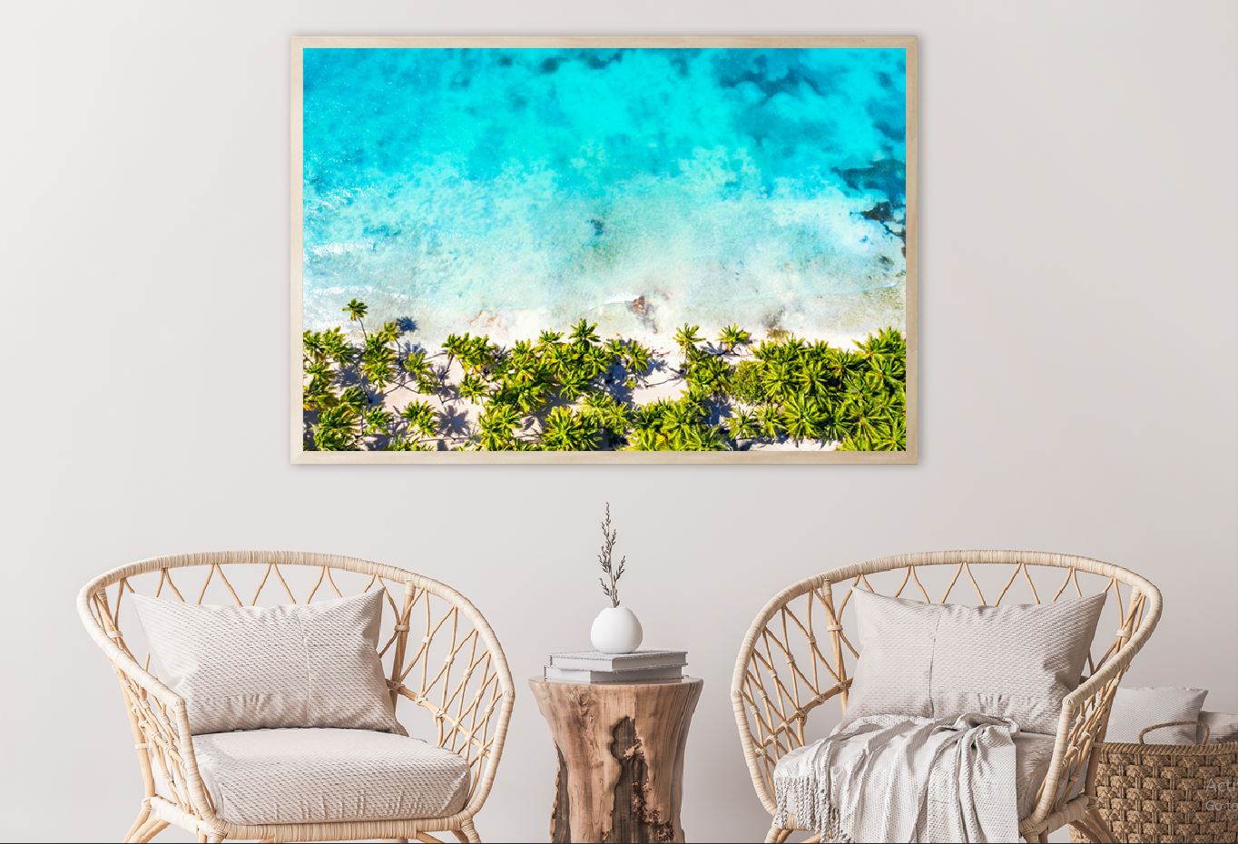 Palm Trees & Blue Sea Aerial View Photograph Home Decor Premium Quality Poster Print Choose Your Sizes