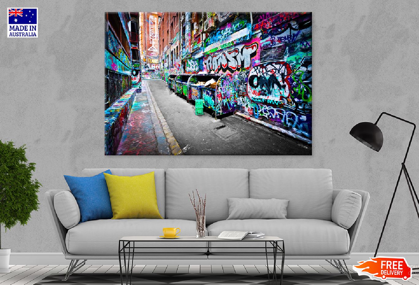 Graffiti on Street Road Wall View Photograph Print 100% Australian Made