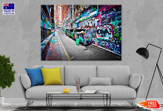 Graffiti on Street Road Wall View Photograph Print 100% Australian Made