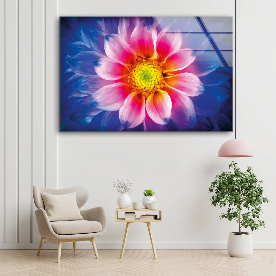 Pink Yellow Flower Closeup Photograph Acrylic Glass Print Tempered Glass Wall Art 100% Made in Australia Ready to Hang