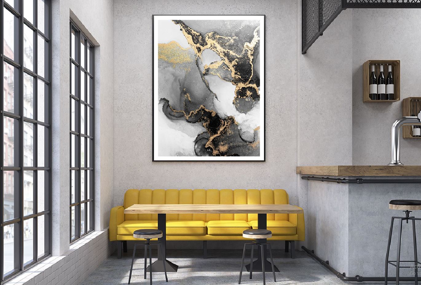 Black & Gold Splash Abstract Design Home Decor Premium Quality Poster Print Choose Your Sizes