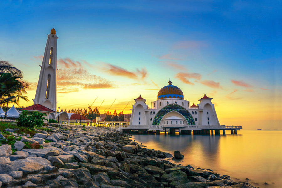 Mosque on Lake Sunset Photograph Malaysia Print 100% Australian Made