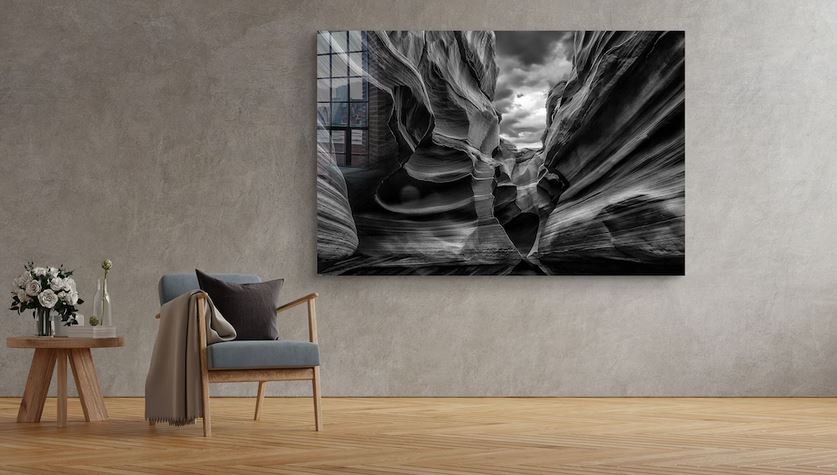 Grand Canyon B&W View Print Tempered Glass Wall Art 100% Made in Australia Ready to Hang