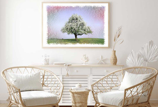 White Cherry Blossom Tree View Photograph Home Decor Premium Quality Poster Print Choose Your Sizes