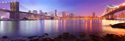 Panoramic Canvas New York City Manhattan Skyline View Brooklyn Bridge and Manhattan Bridge High Quality 100% Australian made wall Canvas Print ready to hang