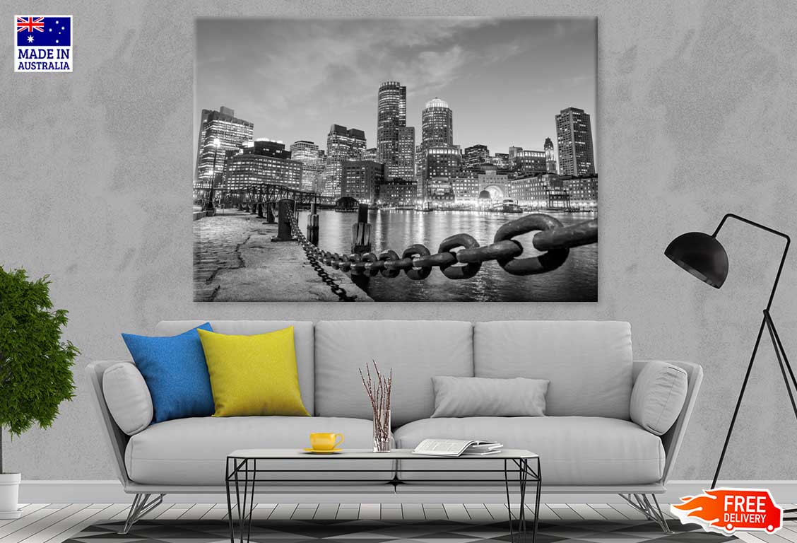 Fan Pier Park View B&W Photograph Print 100% Australian Made