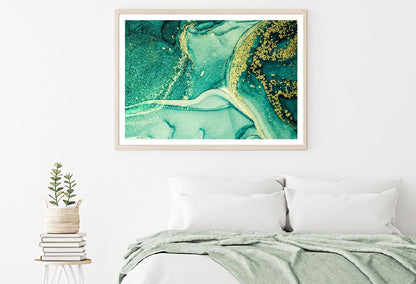 Green & Gold Splash Abstract Design Home Decor Premium Quality Poster Print Choose Your Sizes