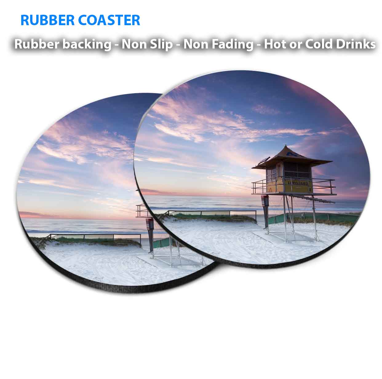 Boats on Seashore Palms Sunset Sky Coasters Wood & Rubber - Set of 6 Coasters