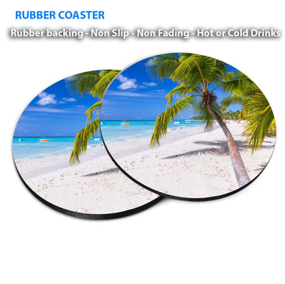 Palm Tree Sunset Cloudy Sky Seashore Coasters Wood & Rubber - Set of 6 Coasters