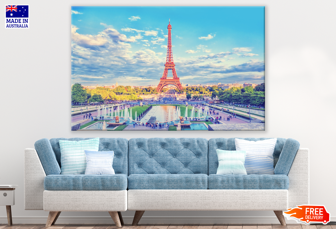 Eiffel Tower France Blue Sky Photograph Print 100% Australian Made