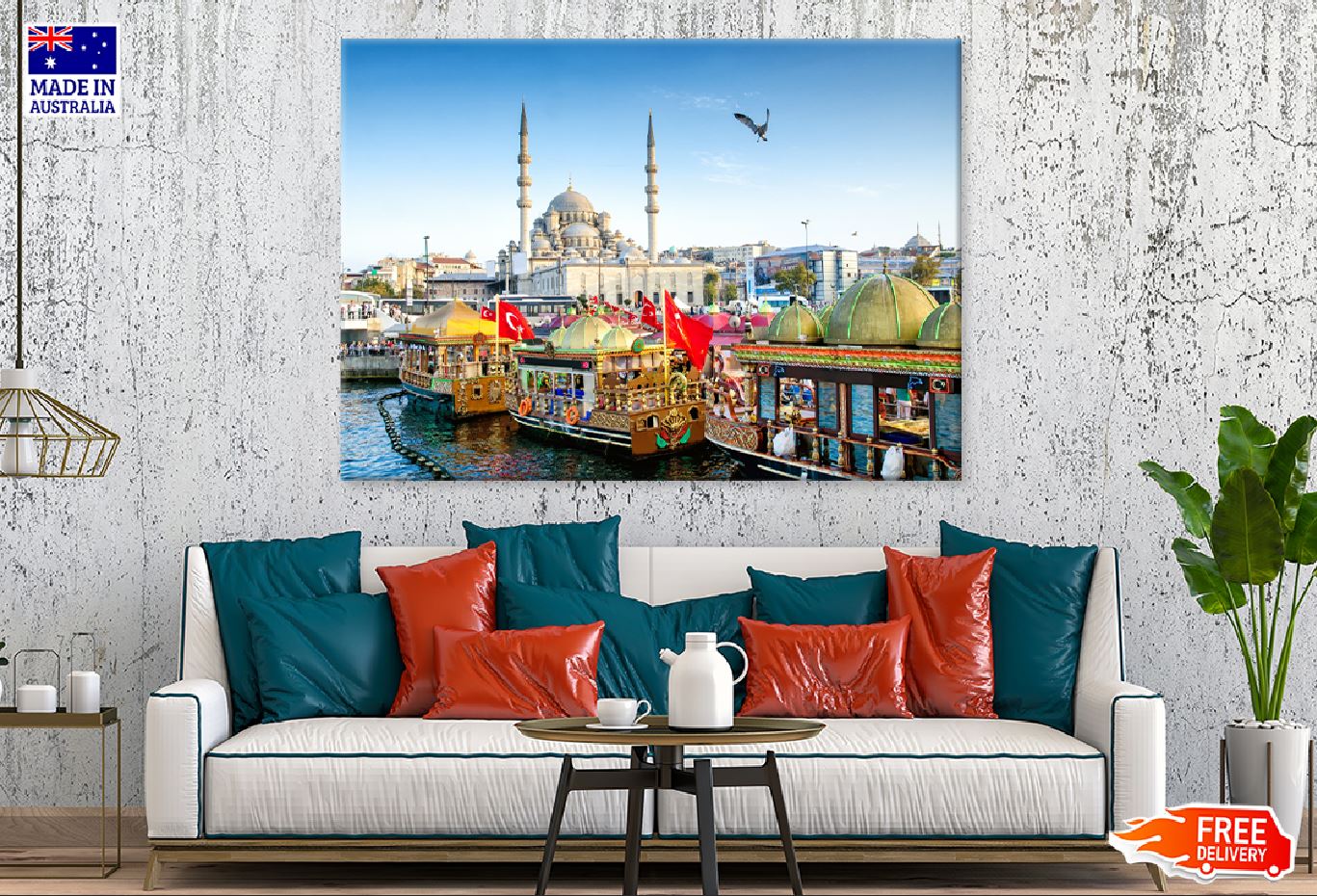 Suleymaniye Mosque Fishing Boats Photograph Print 100% Australian Made