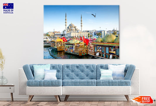 Suleymaniye Mosque Fishing Boats Photograph Print 100% Australian Made