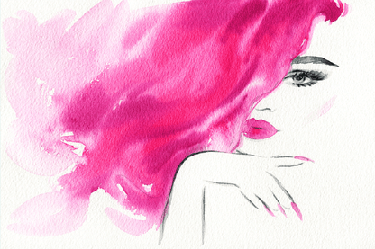 Woman with Pink Hair Fashion Watercolor Painting Print 100% Australian Made