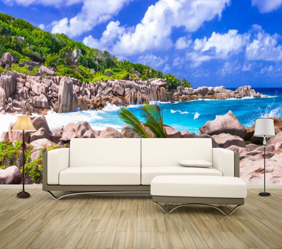 Wallpaper Murals Peel and Stick Removable Beach Around Island High Quality