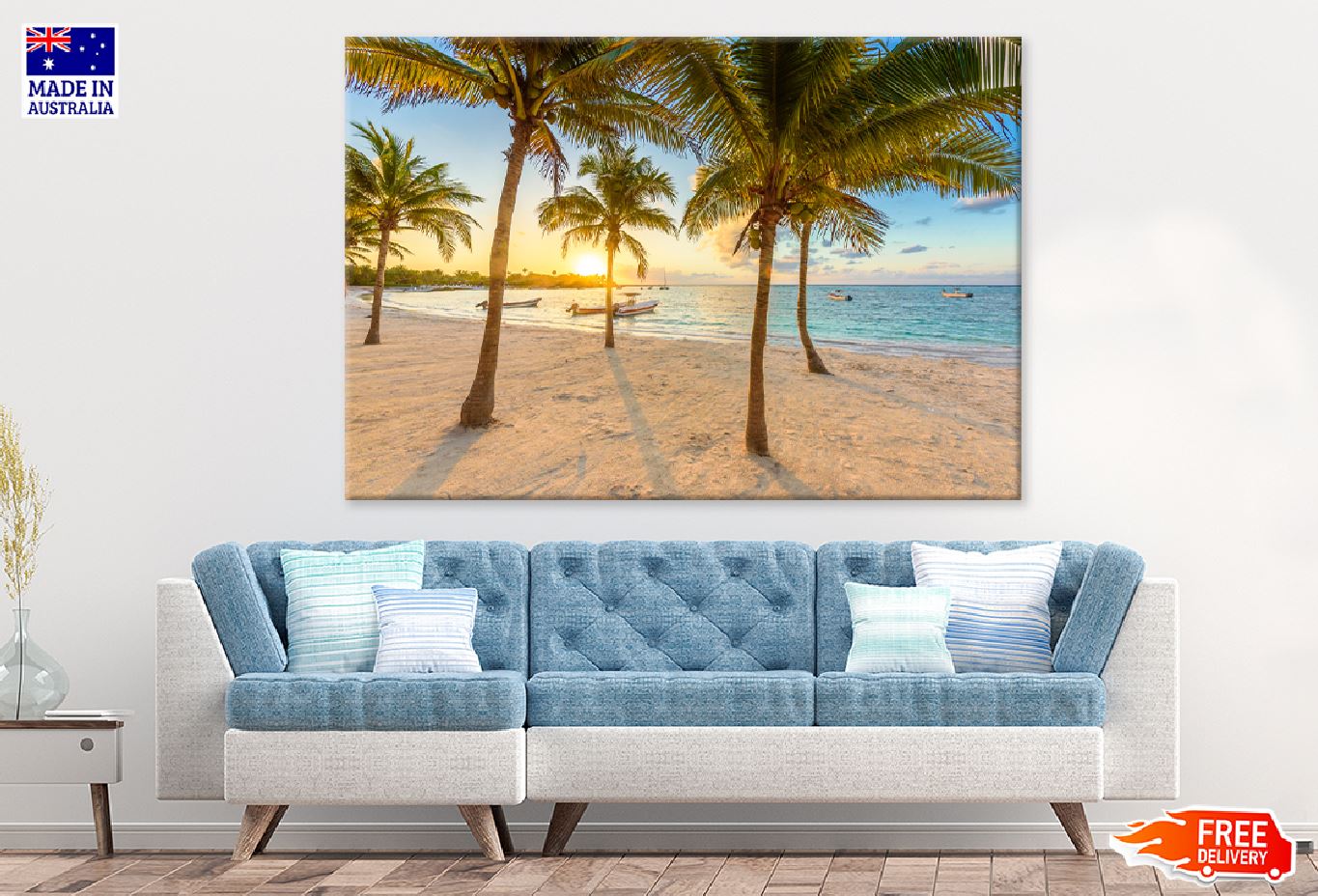 Akumal bay with Palm Trees Mexico Print 100% Australian Made