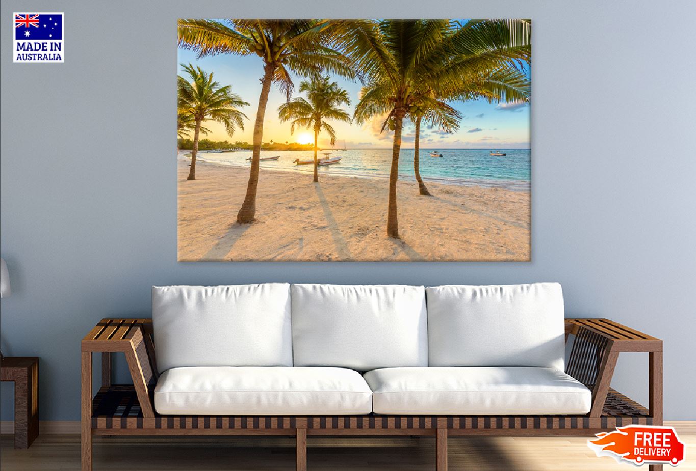 Akumal bay with Palm Trees Mexico Print 100% Australian Made