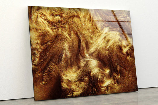 Gold Liquid Abstract Design Acrylic Glass Print Tempered Glass Wall Art 100% Made in Australia Ready to Hang