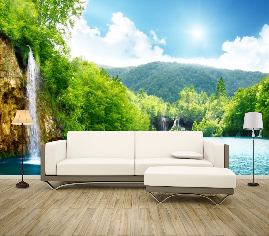 Wallpaper Murals Peel and Stick Removable Waterfall & Stunning Nature View High Quality