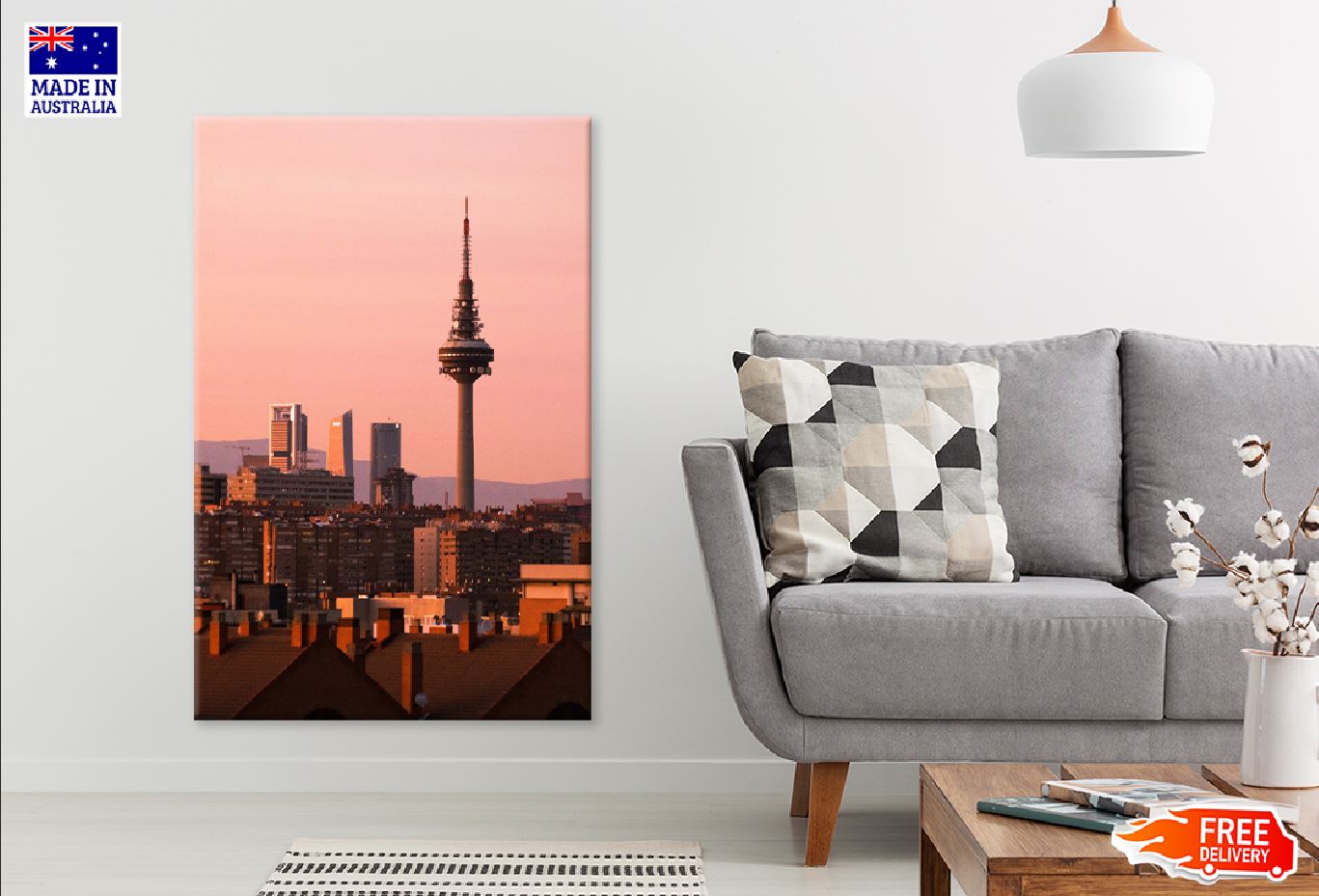 Madrid City Tower Sunset View Photograph Print 100% Australian Made