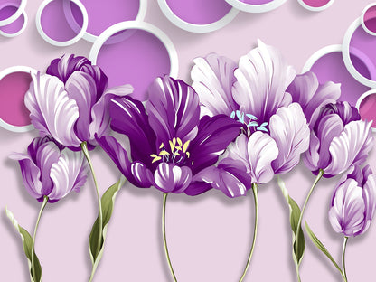 Wallpaper Murals Peel and Stick Removable Purple Floral Design High Quality