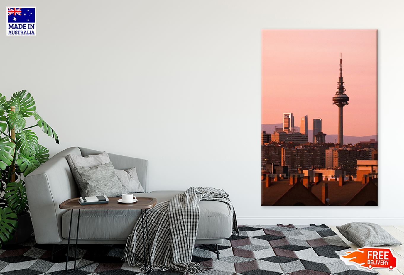 Madrid City Tower Sunset View Photograph Print 100% Australian Made