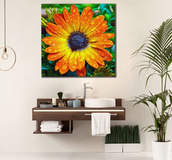 Square Canvas Orange Flower Closeup Photograph High Quality Print 100% Australian Made