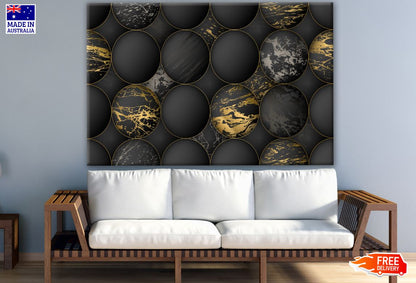 Black & Gold Abstract Circle Design Print 100% Australian Made