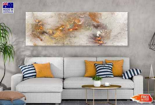 Panoramic Canvas Orange Grey Abstract Design High Quality 100% Australian made wall Canvas Print ready to hang